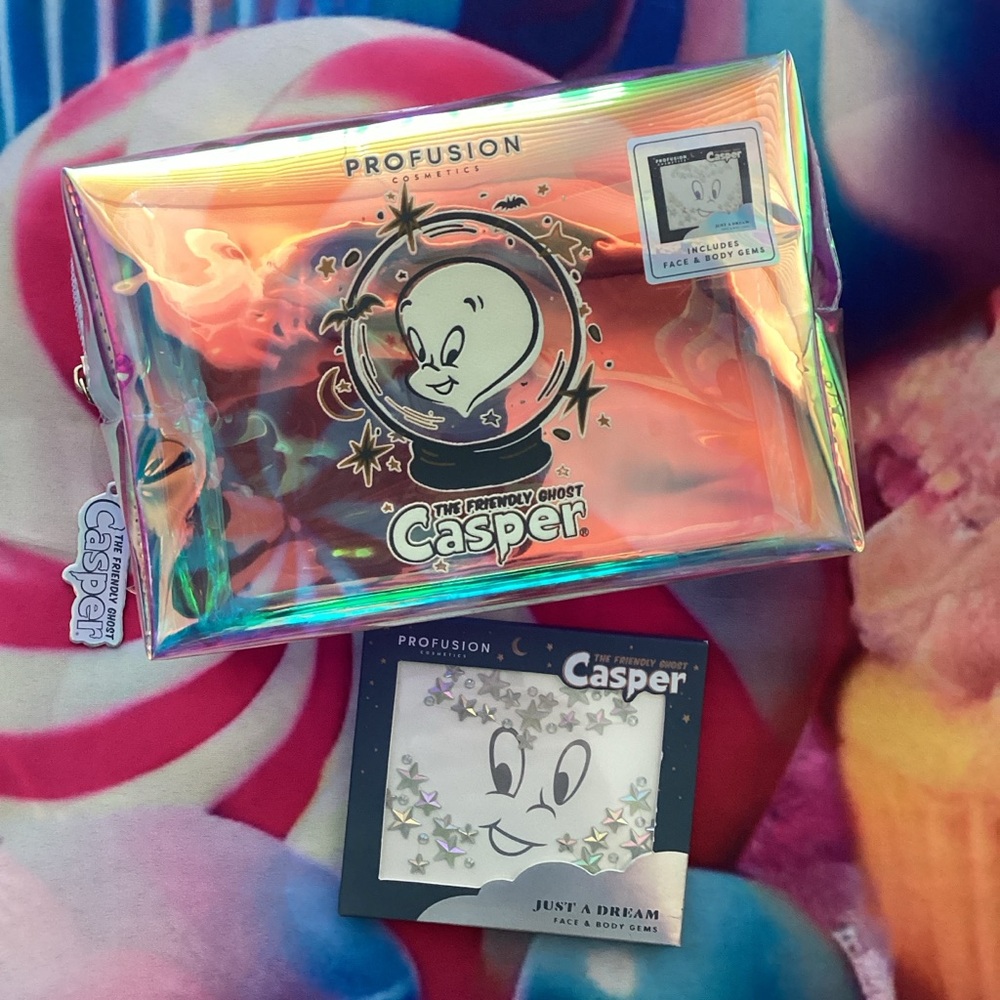 Profusion Cosmetics x Casper Holographic Cosmetic Bag + Glow Face Gems